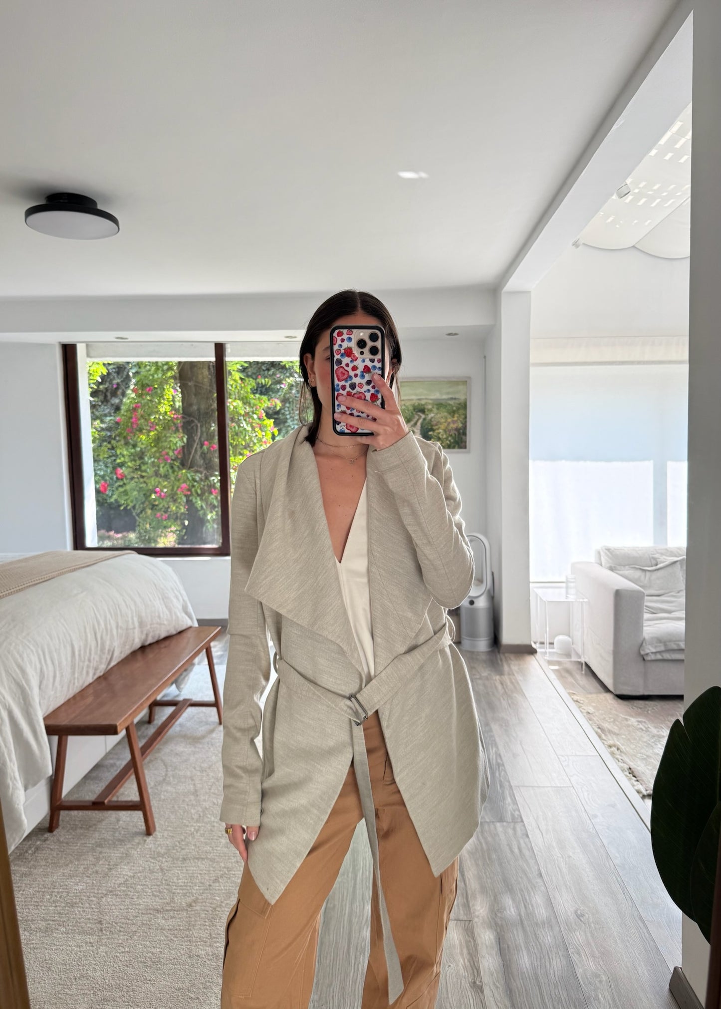 CHAMARRA GRIS BELTED