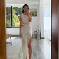 VESTIDO MIDI DE LENTEJUELAS CON CUT OUTS