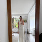 VESTIDO MIDI HALTER DE TIPO LINO