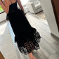 VESTIDO NEGRO MIDI CON BORDADO