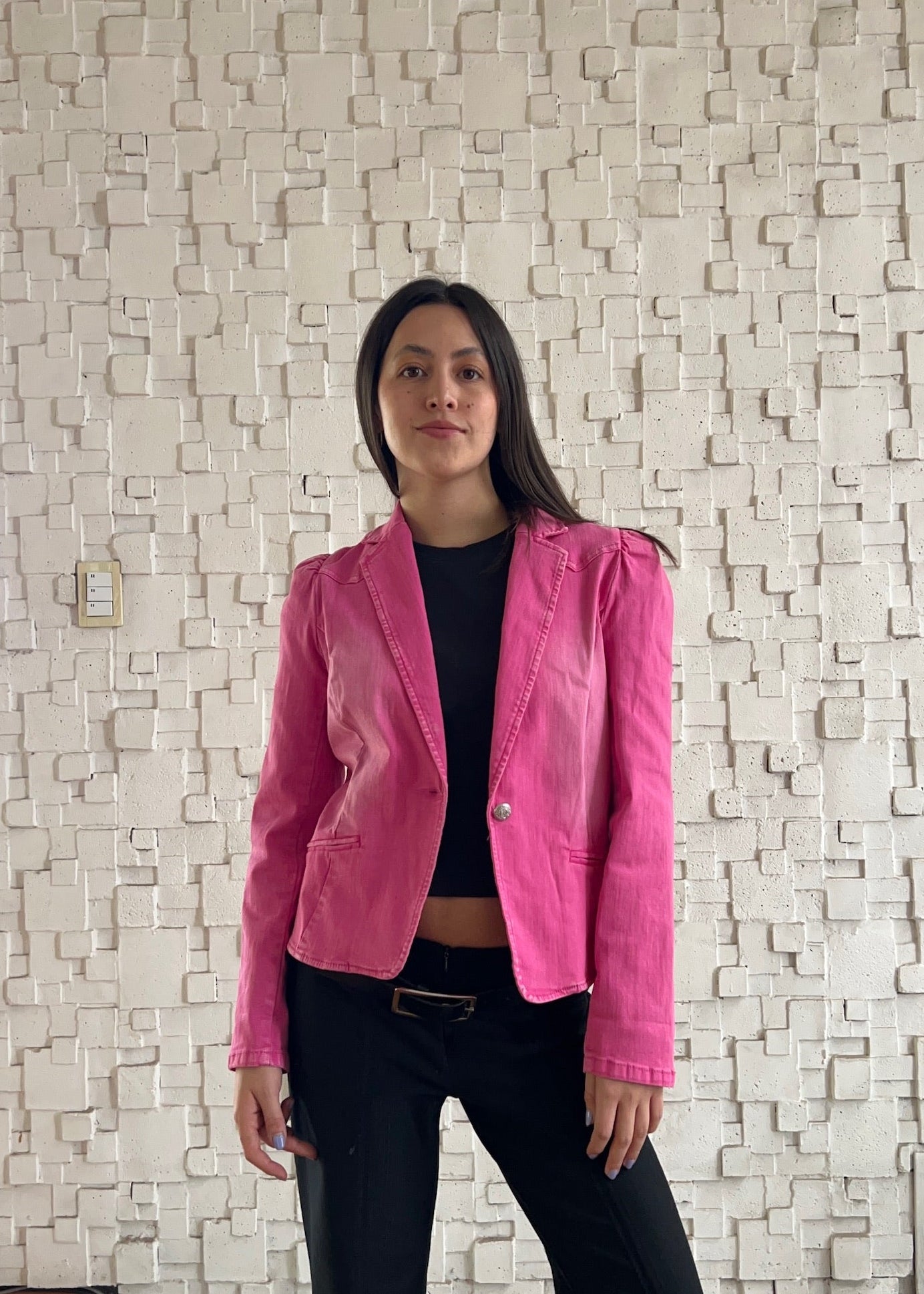 BLAZER DENIM ROSA DESLAVADO
