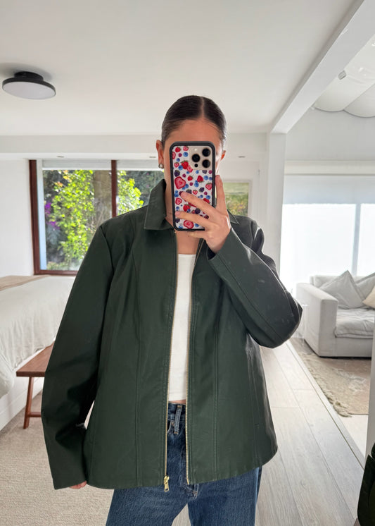 CHAMARRA DE FAUX LEATHER VERDE