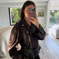 CHAMARRA MOTO BELTED CHOCOLATE
