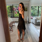 VESTIDO DE MESH NEGRO STRAPLESS