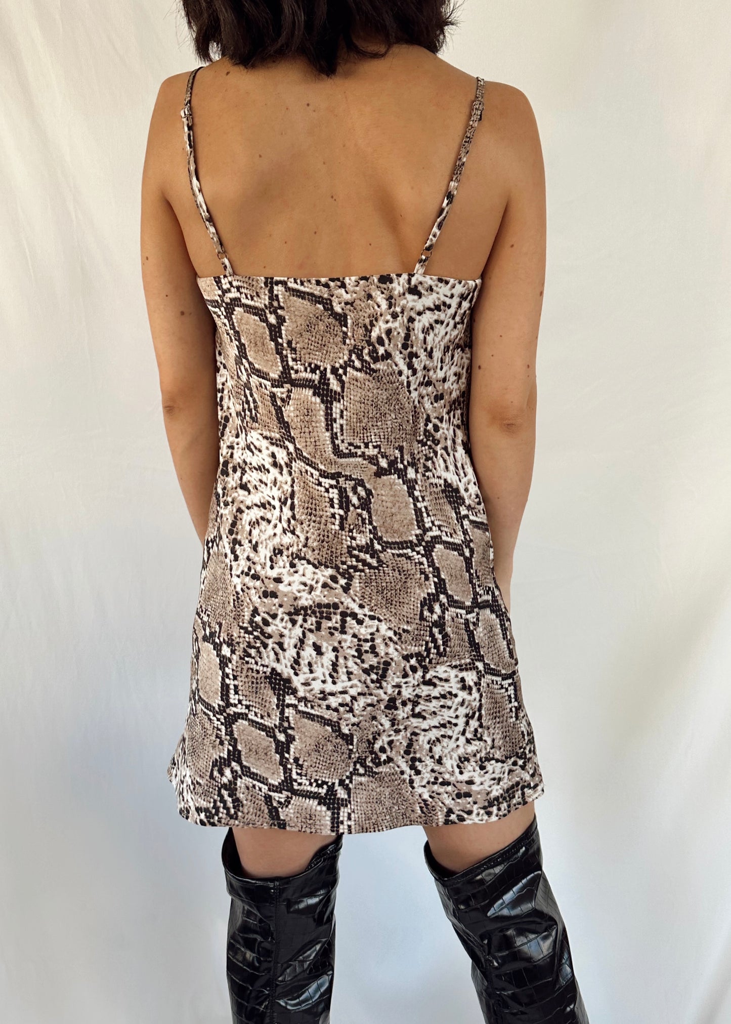 SNAKE PRINT SLIP MINI DRESS