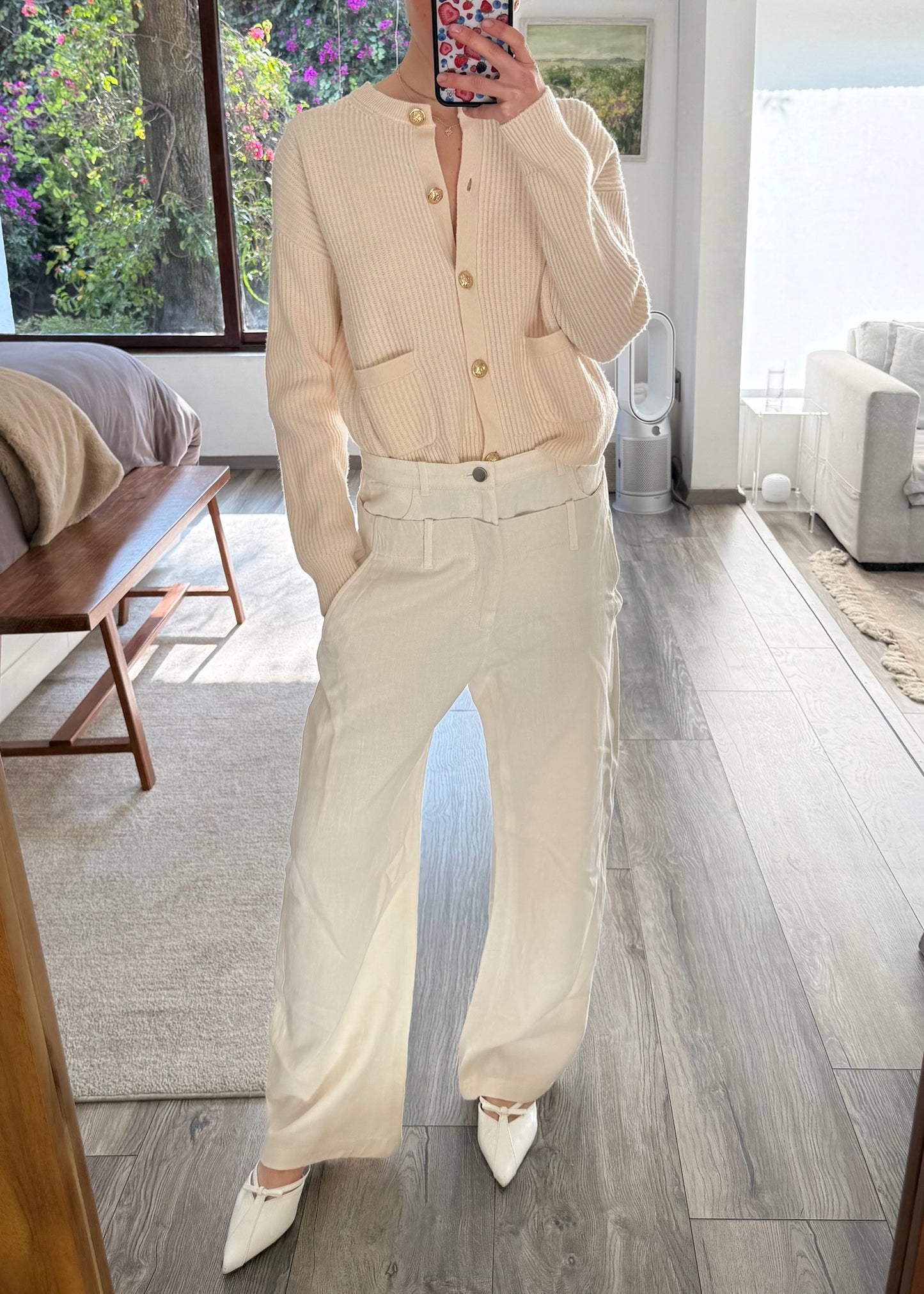 JEANS BLANCOS DOBLE CINTURA