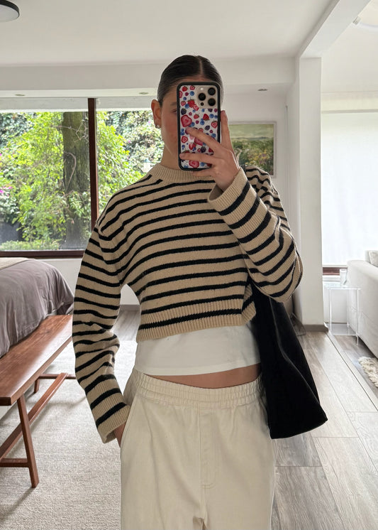 SUÉTER CROPPED STRIPED