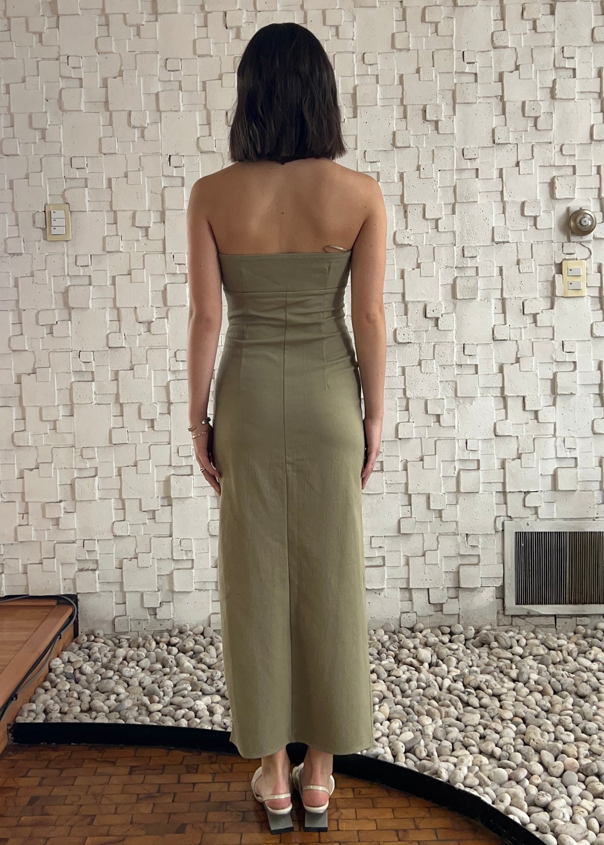 VESTIDO DRAPEADO VERDE OLIVO