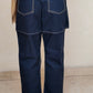 PANTALÓN NAVY BLUE CON CORTES