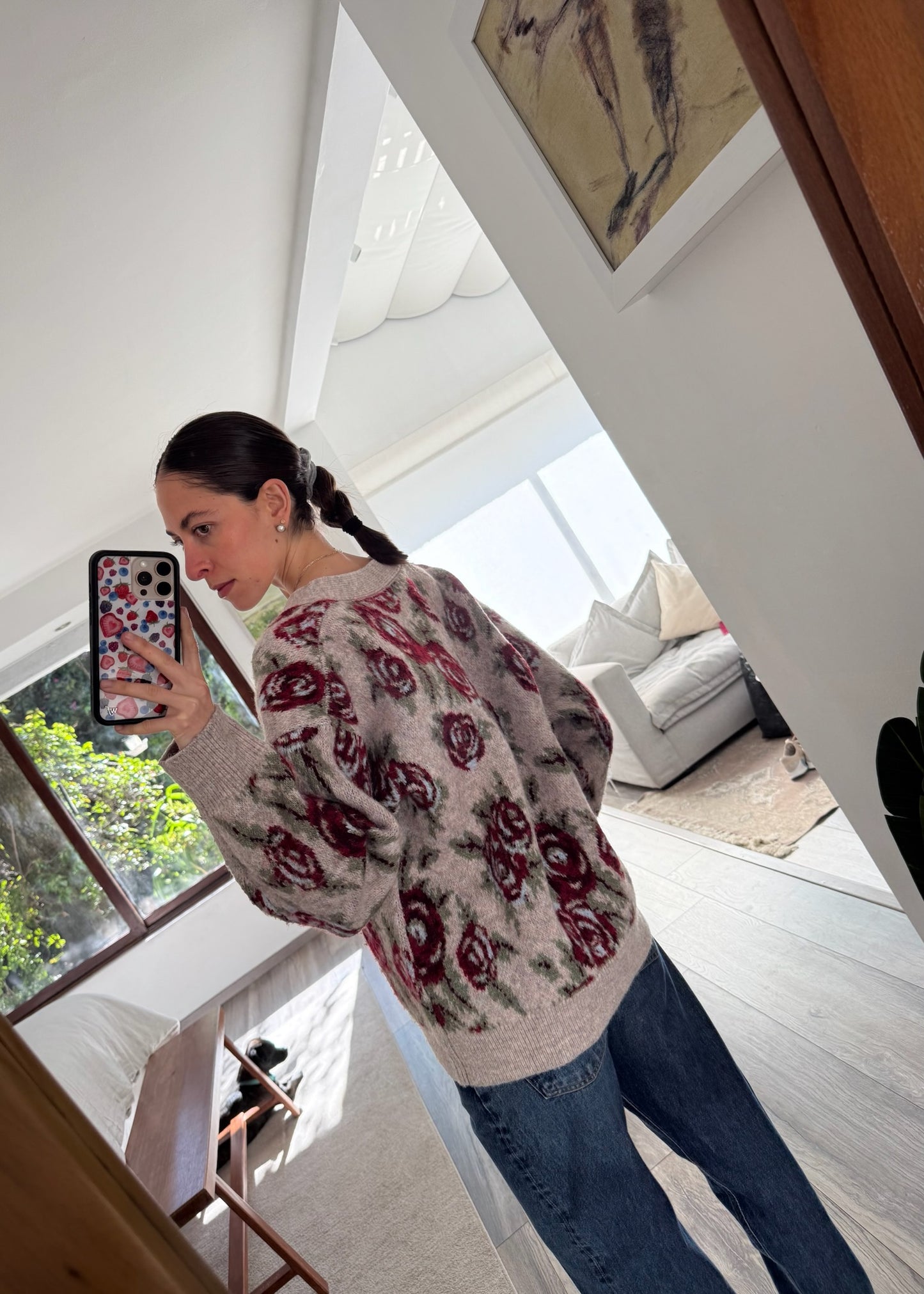 CARDIGAN OVERSIZED PRINT FLORES
