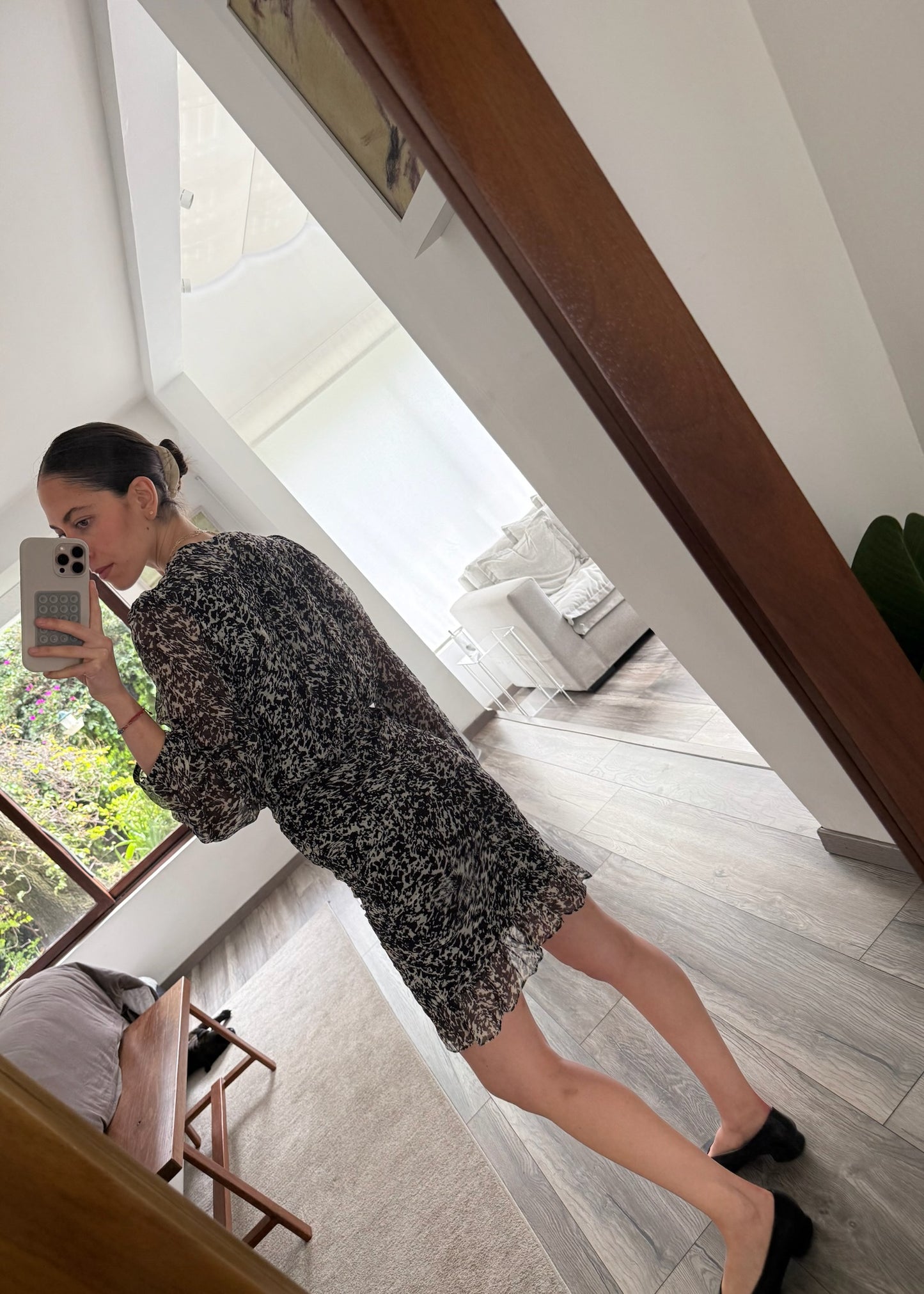VESTIDO CON PRINT MAGA LARGA