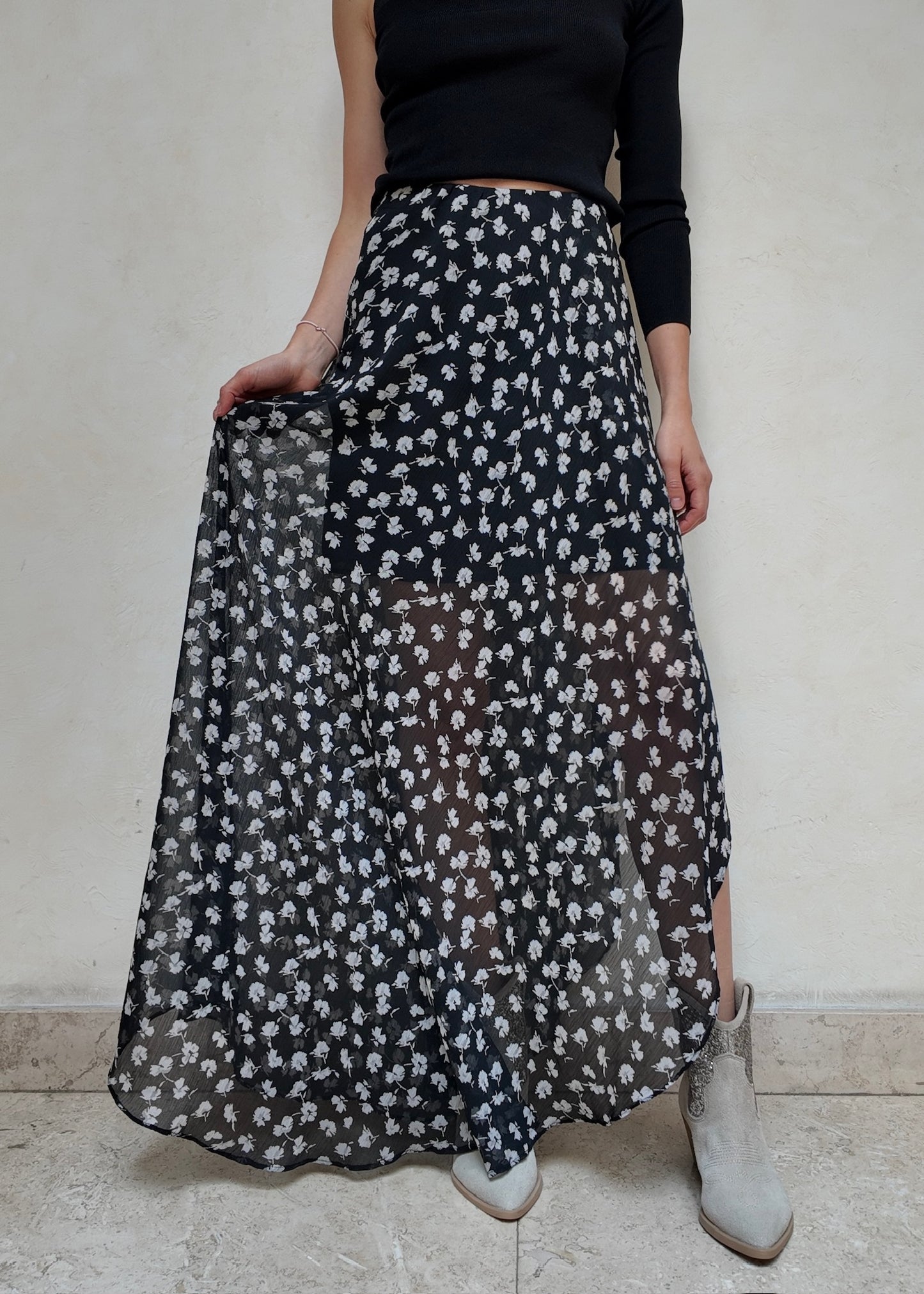 FALDA MIDI PRINT FLORES