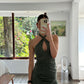 VESTIDO FRUNCIDO VERDE MINI