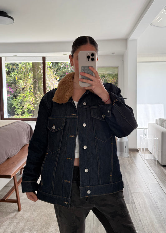 CHAMARRA DENIM OBSCURA CON CUELLO