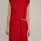 VESTIDO ROJO CON HOMBRERAS