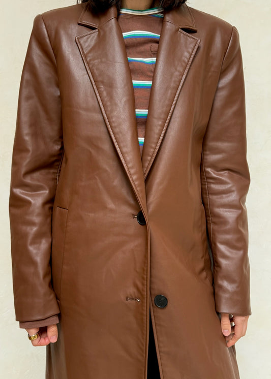 ABRIGO FAUX LEATHER CAFÉ