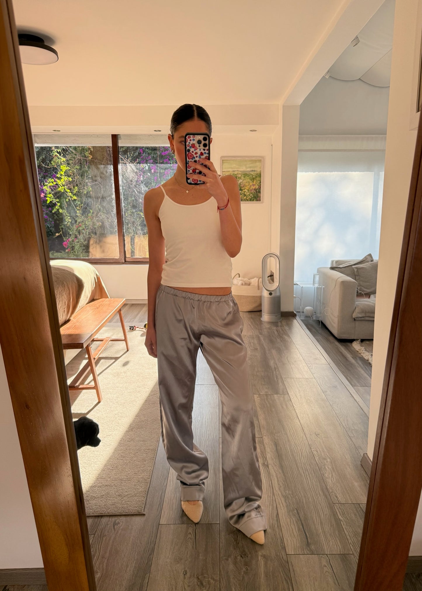 PANTALÓN FLOWY PLATEADO