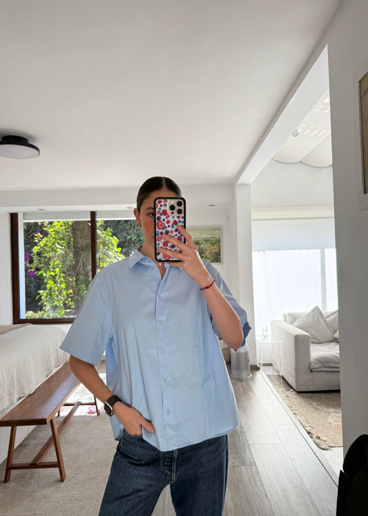 CAMISA AZUL MANGA CORTA