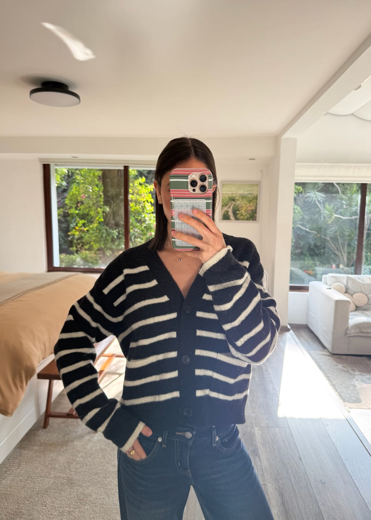 CARDIGAN RAYADO B&W