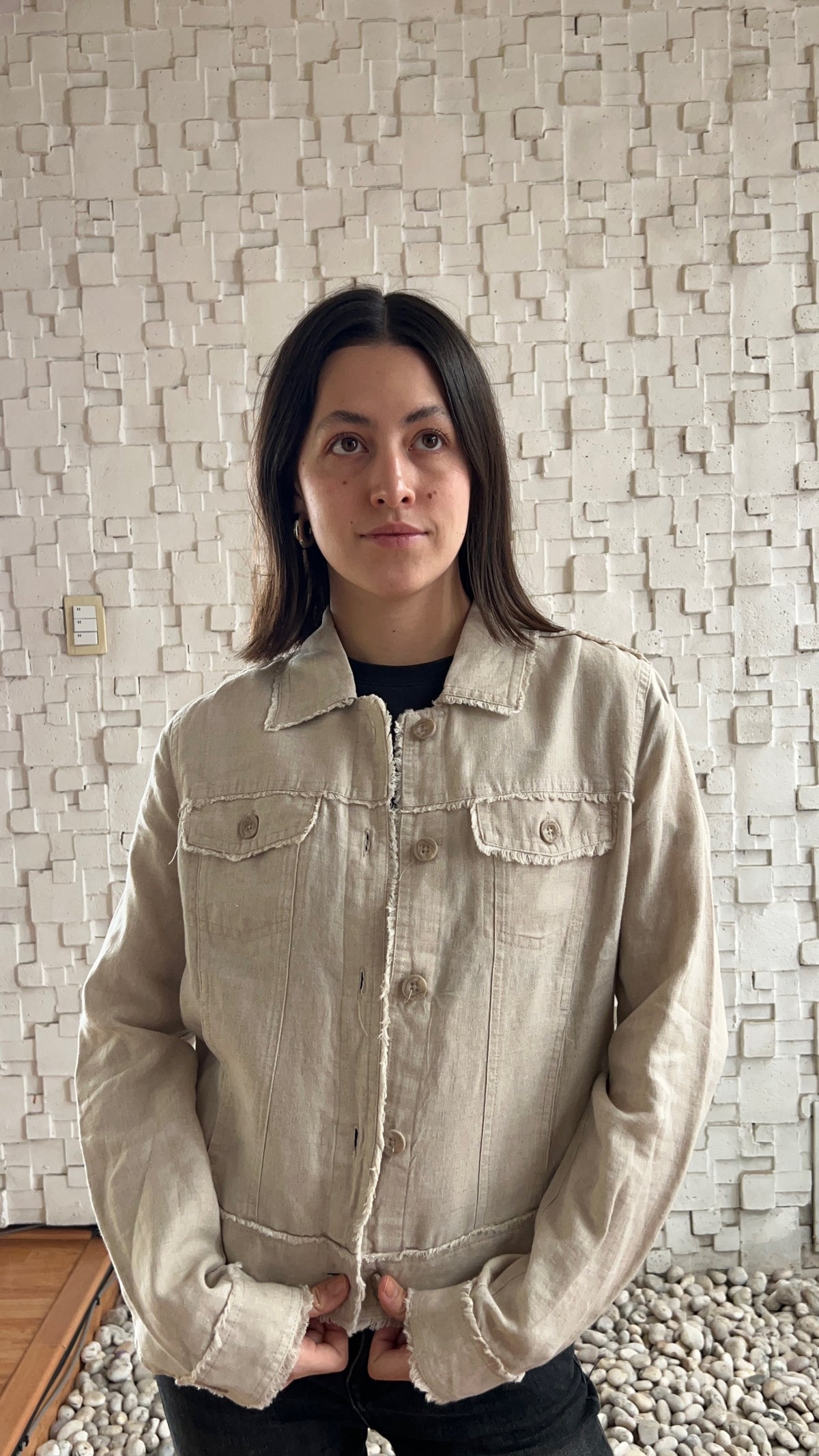 LINEN JACKET RAW-EDGES