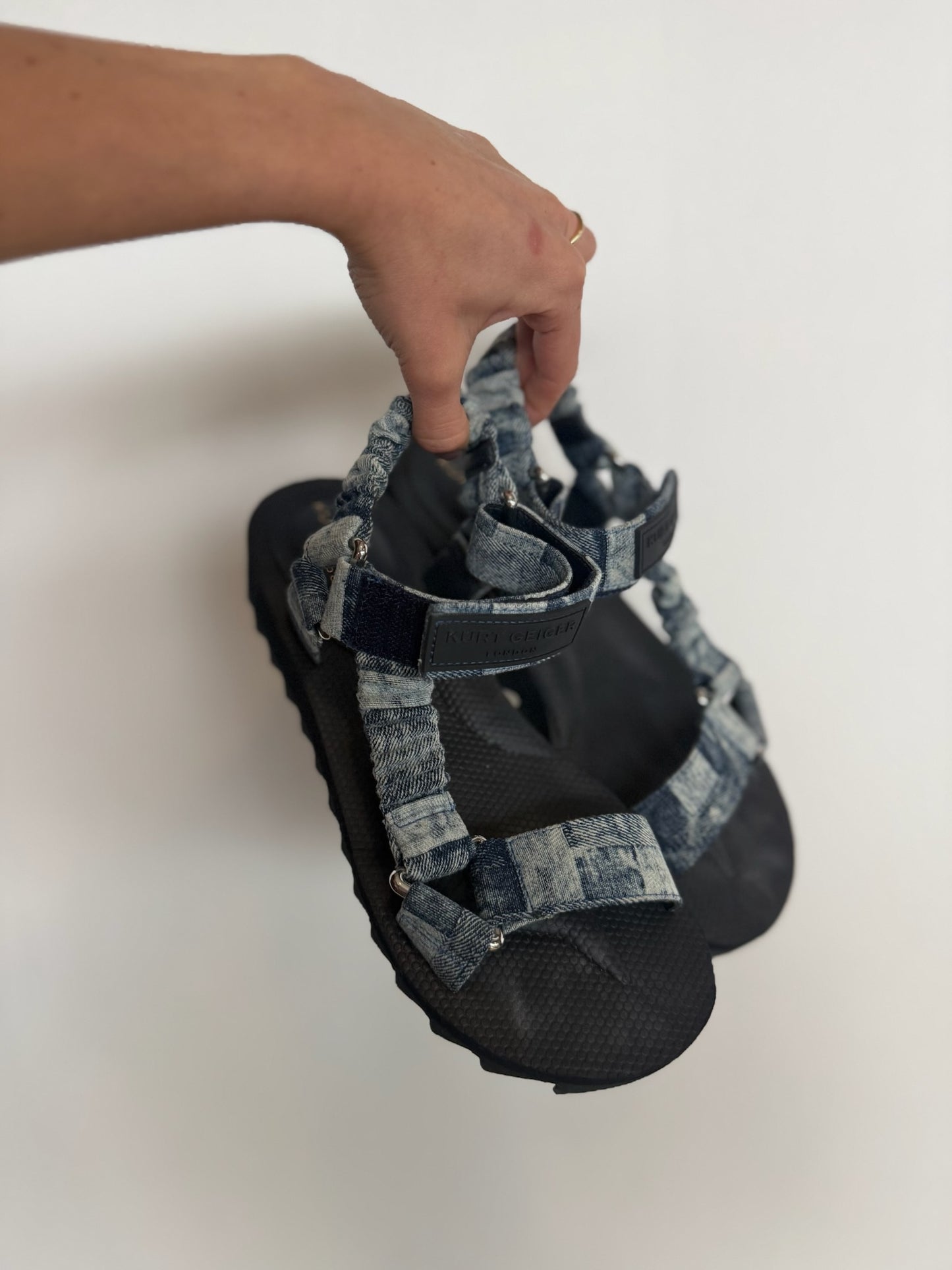 DENIM PATCHED SANDALS