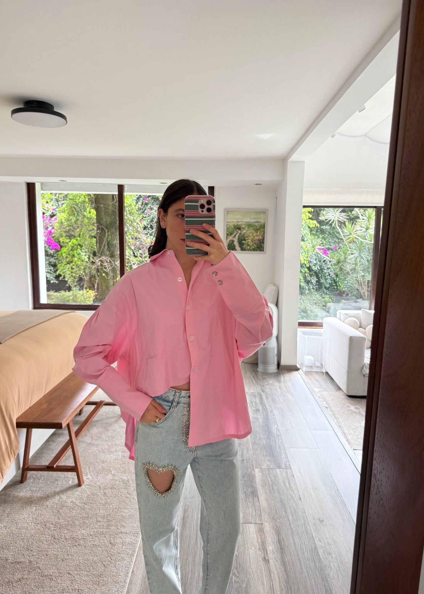 CAMISA ROSA ASIMÉTRICA