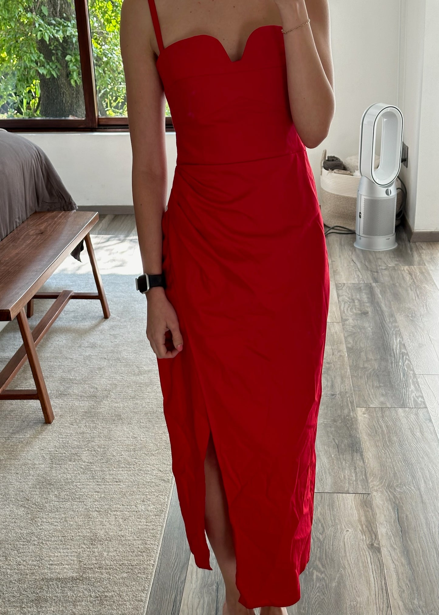 VESTIDO MIDI HOT RED