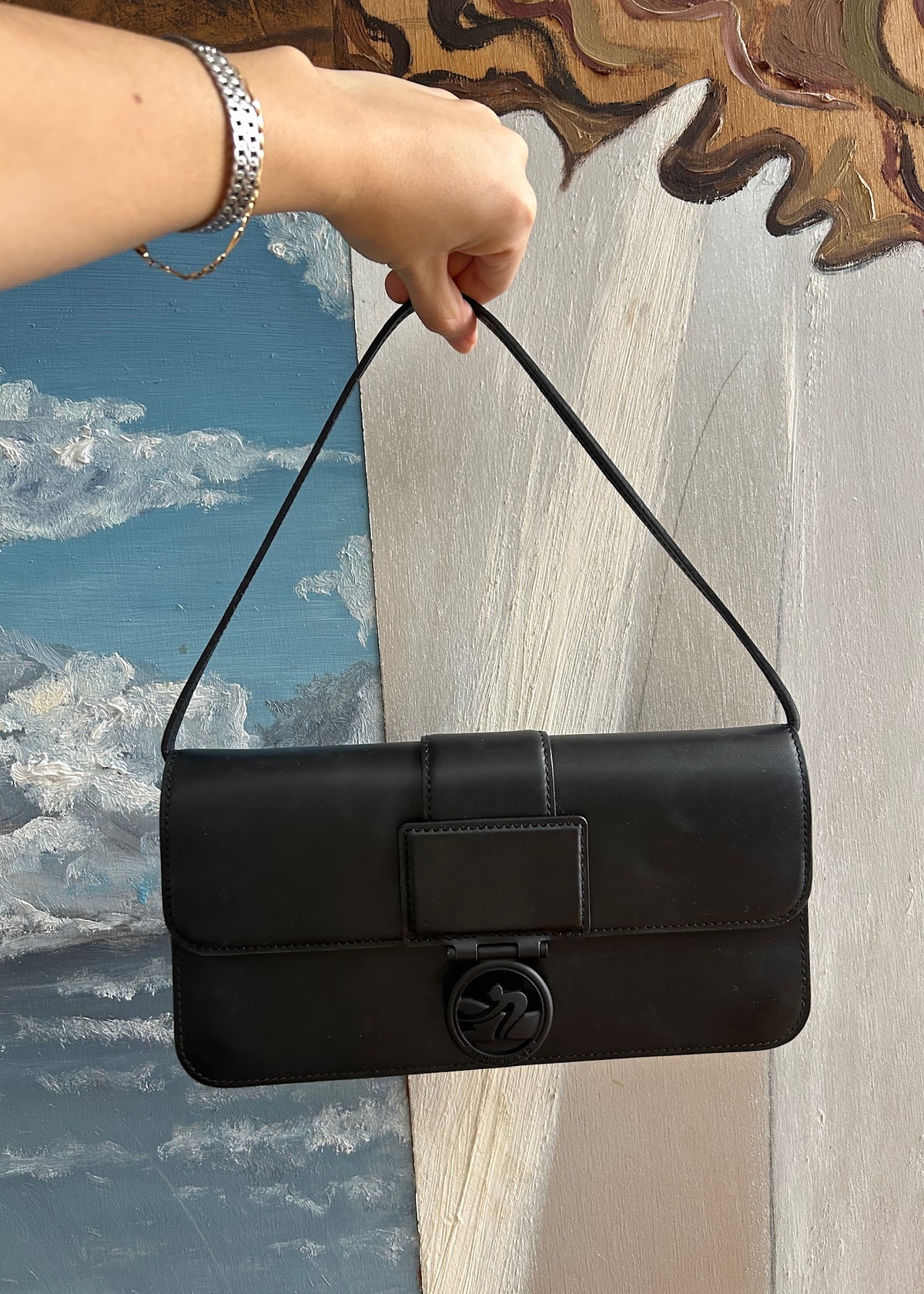 BOLSA VINTAGE DE PIEL NEGRA
