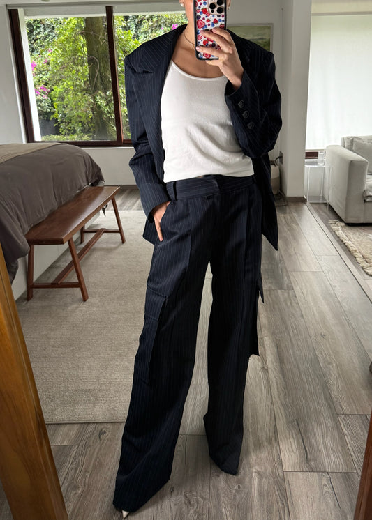 PINSTRIPED CARGO SUIT