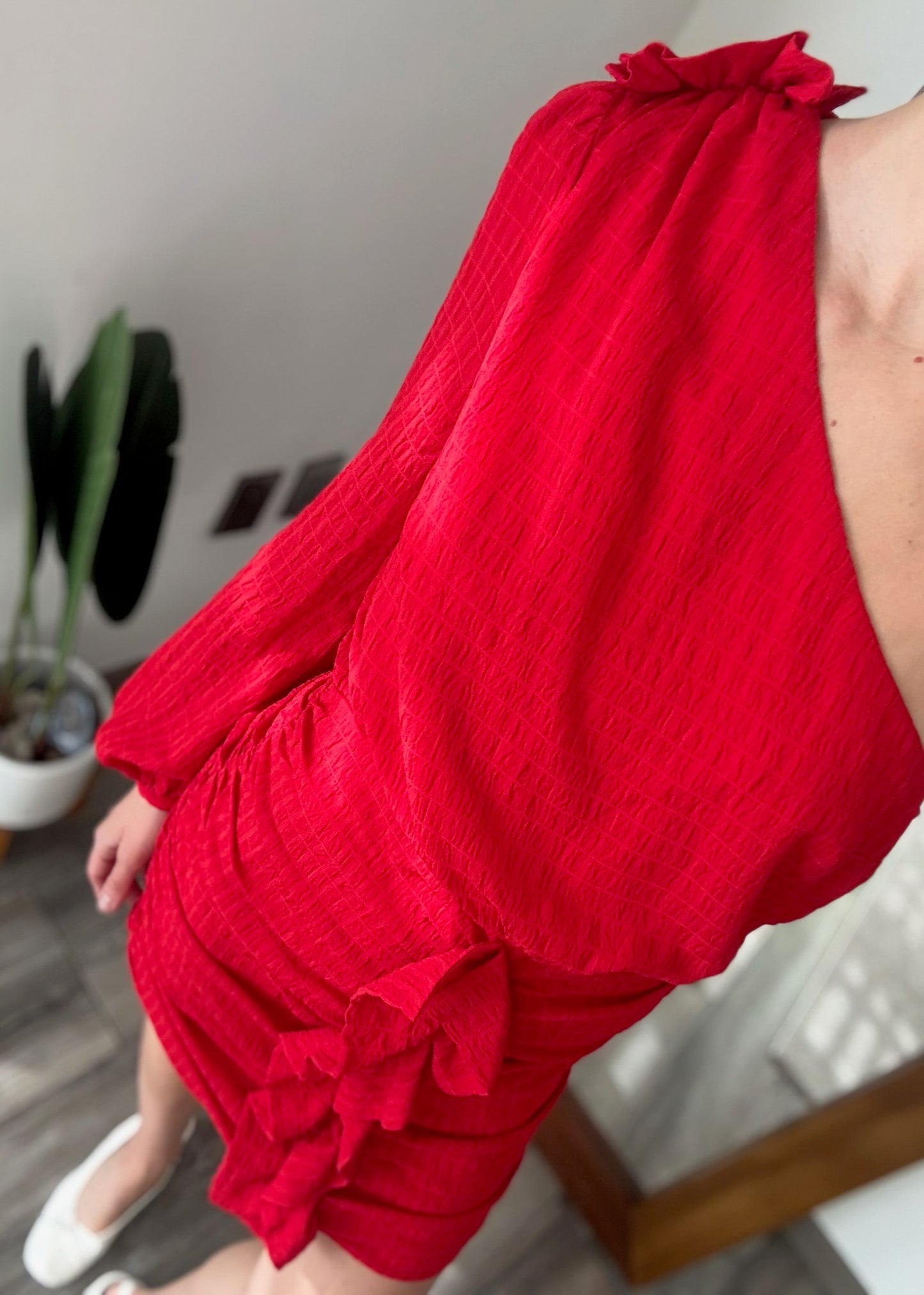 VESTIDO ONE SHOULDER ROJO MINI