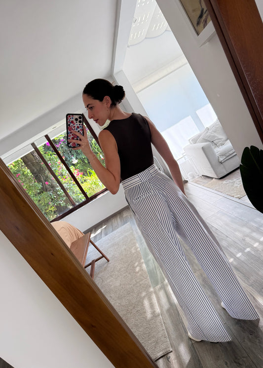PANTALÓN STRIPED AZUL Y BLANCO