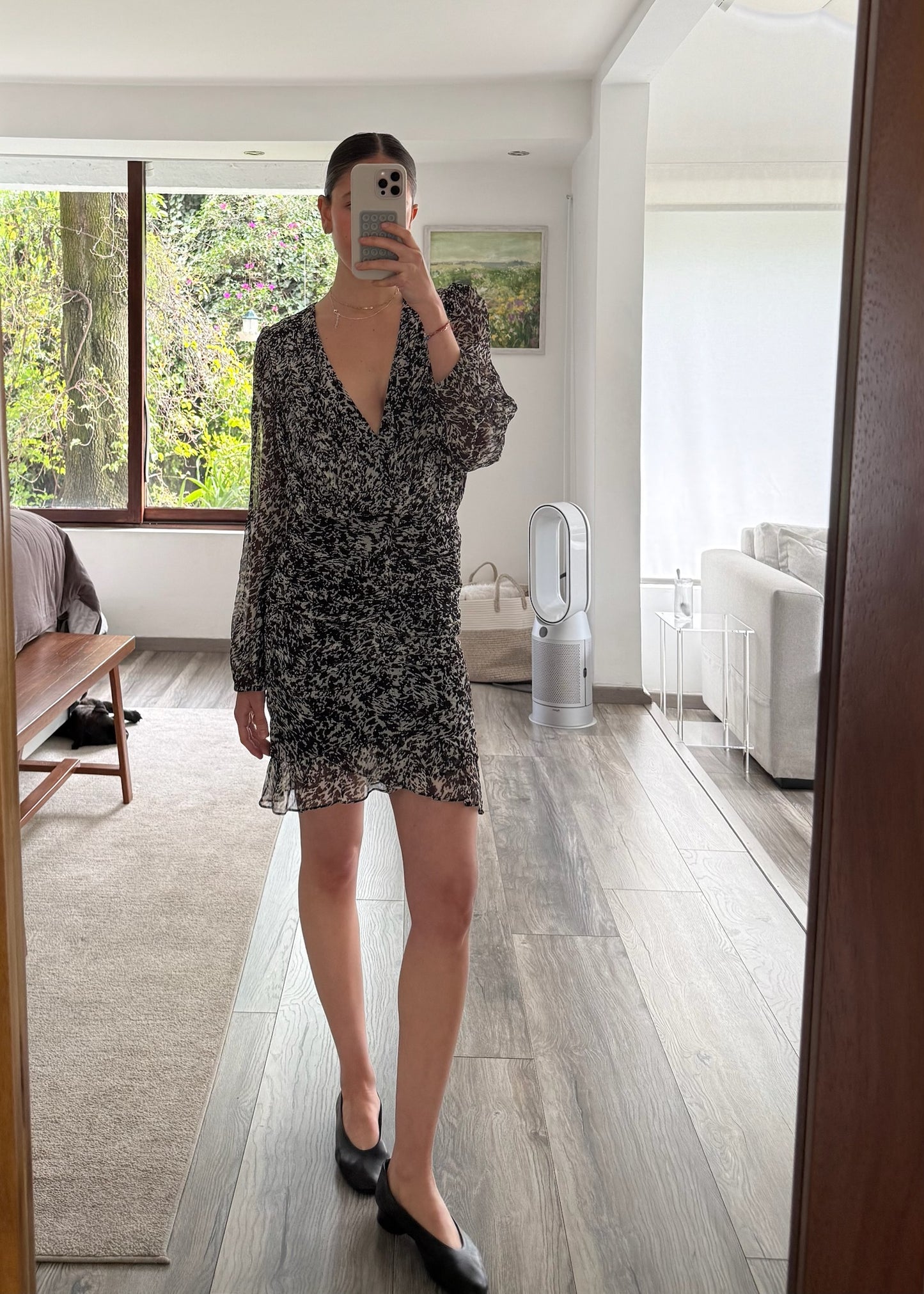 VESTIDO CON PRINT MAGA LARGA