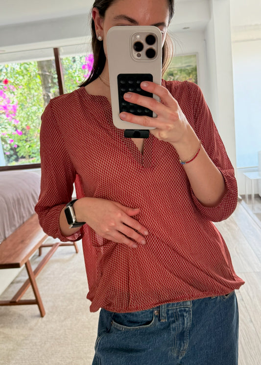 BLUSA BOHO SEE THROUGH ROJA