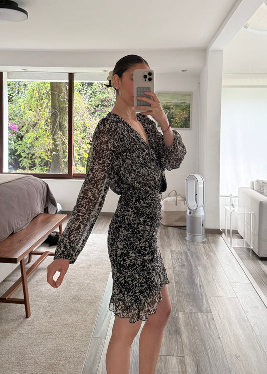 VESTIDO CON PRINT MAGA LARGA