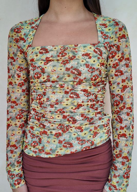 TOP RUCHED FLOREADO