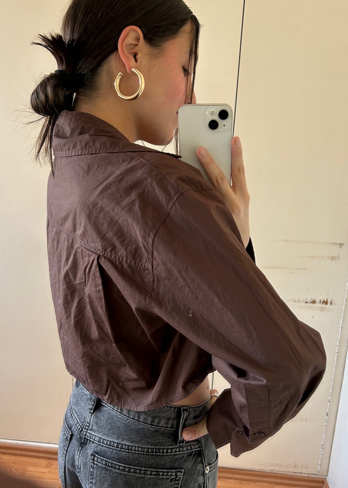 CAMISA CROPPED CAFÉ