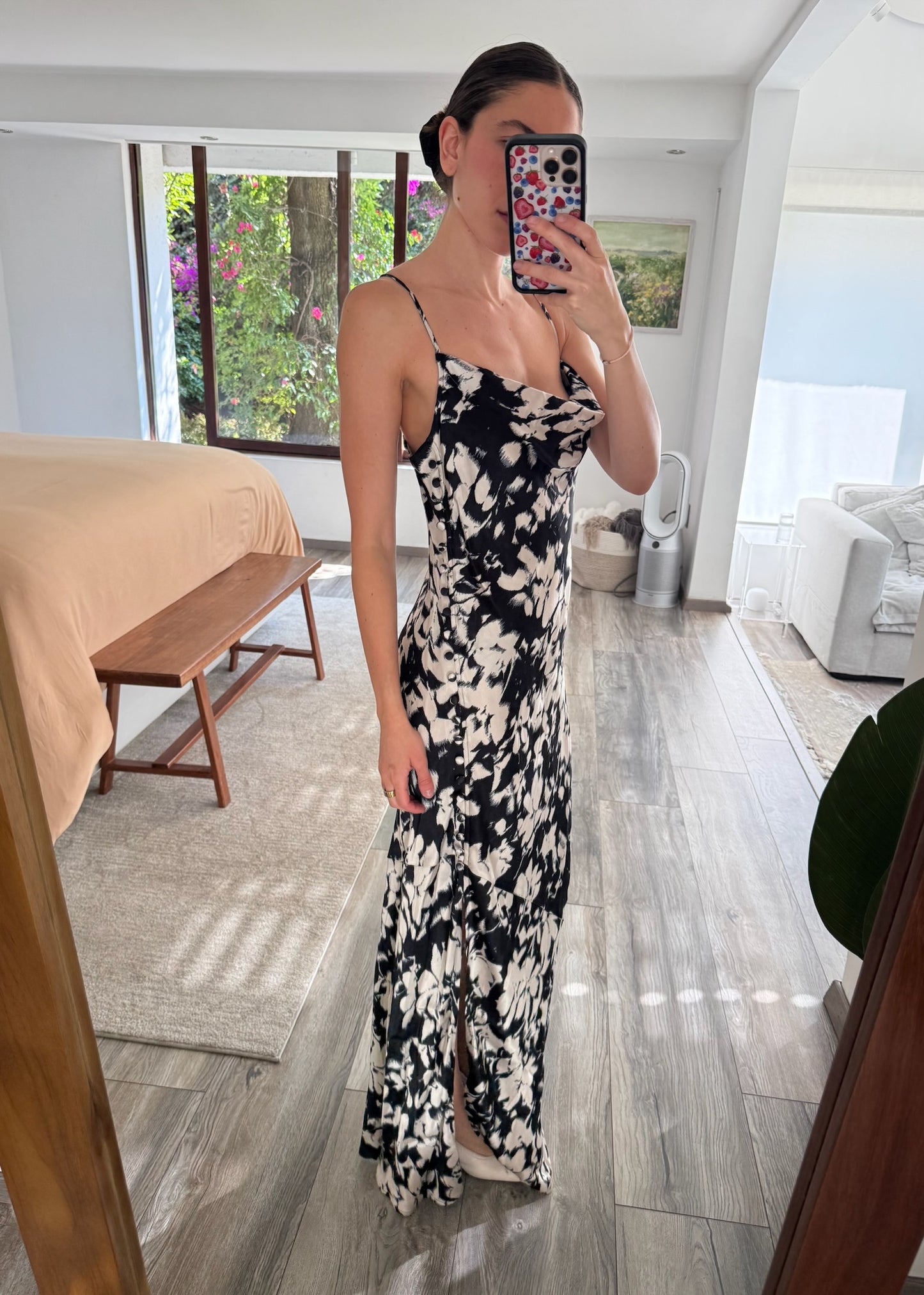 VESTIDO MAXI SLIP B&W
