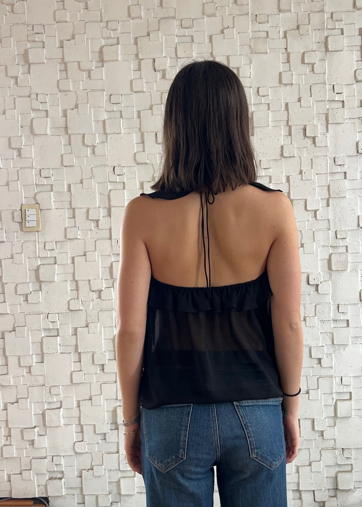 TOP RUFFLES NEGRO