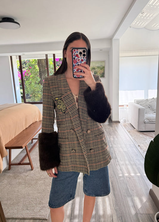 BLAZER CHECKERED CON PELUCHE