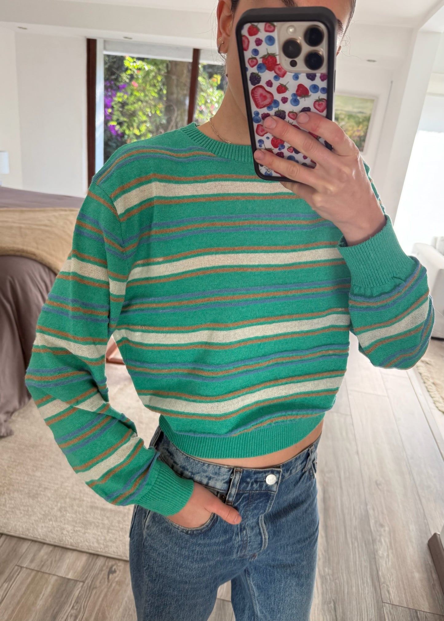 STRIPED CREWNECK VERDE