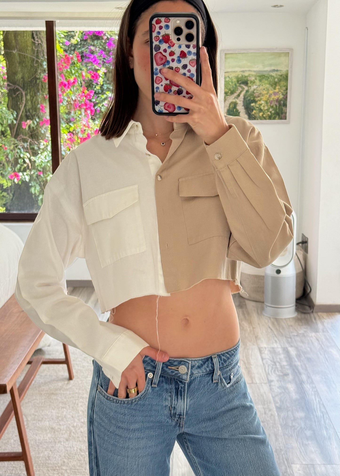CAMISA CROPPED BICOLOR
