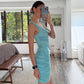 VESTIDO MINI CON CORSET AZUL
