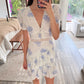 VESTIDO MINI BLANCO CON FLORES