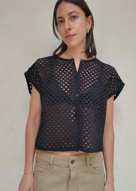 CARDIGAN NEGRO CON HOYOS