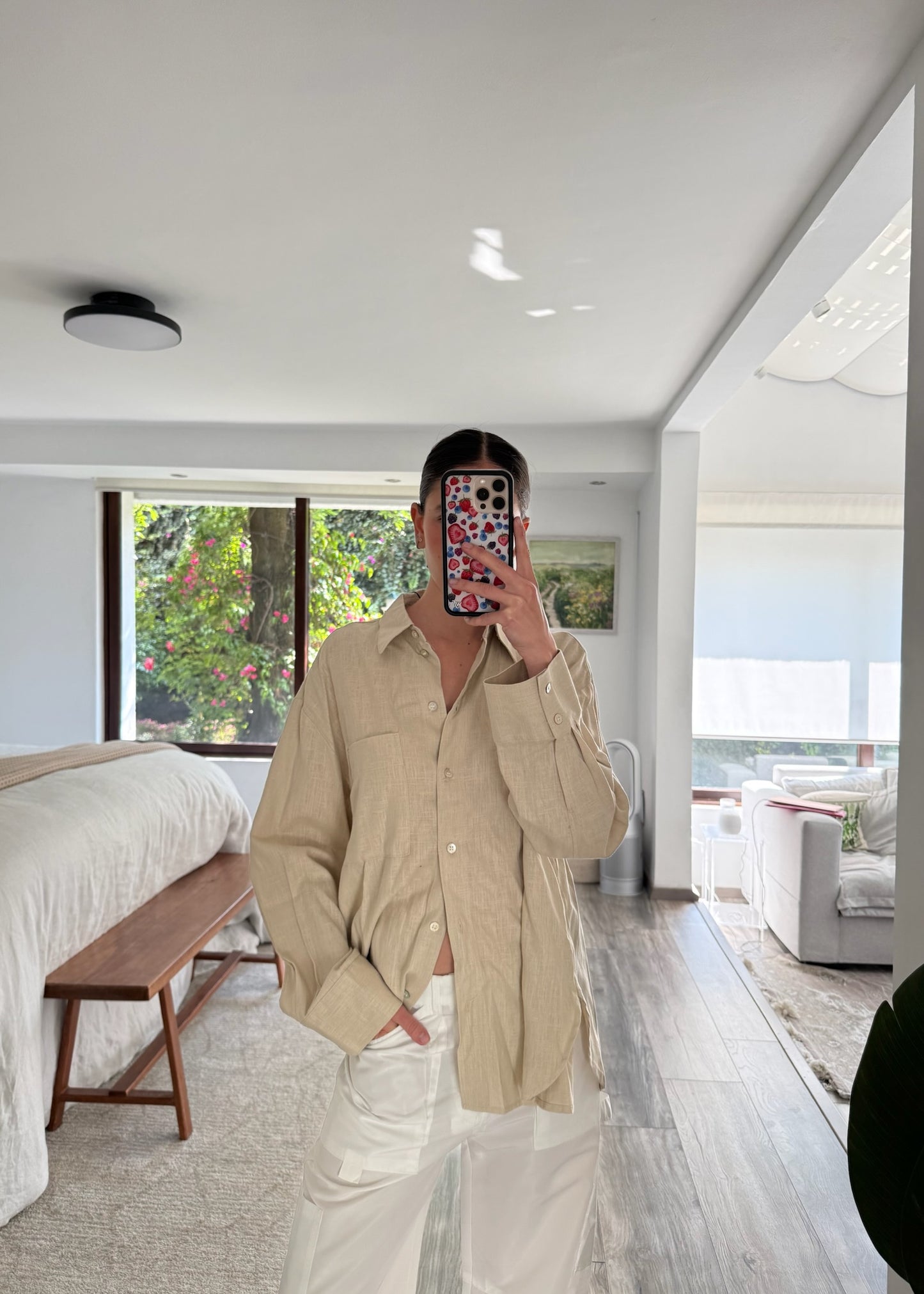 CAMISA TIPO LINO BEIGE