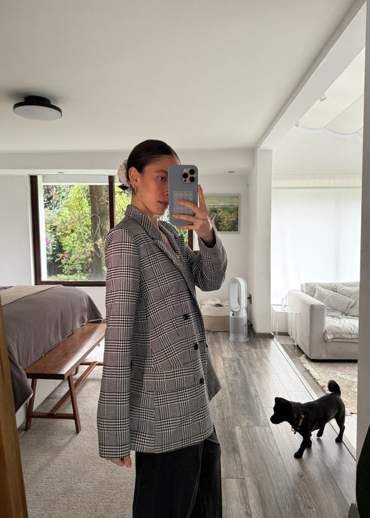 BLAZER PLAID GRIS