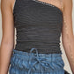 BODYSUIT ONE SHOULDER B&W