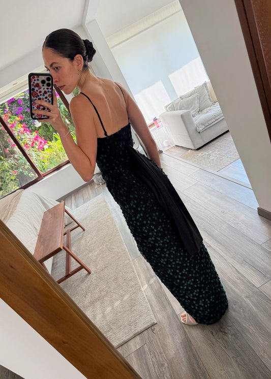 VESTIDO MIDI ESCOTE CORAZÓN SHINY