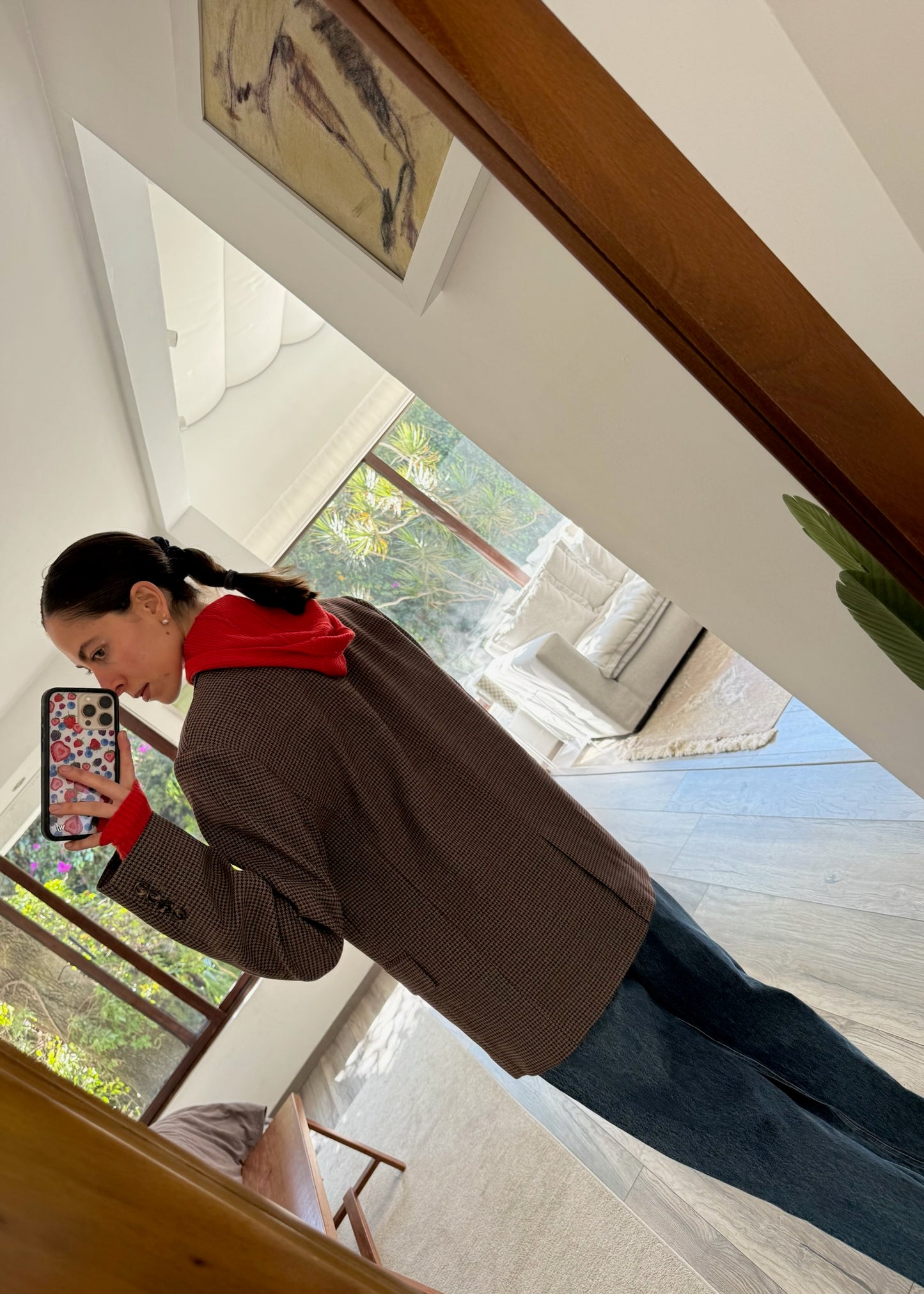 BLAZER CAFÉ CON PRINT