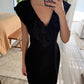 VESTIDO PENCIL CON OLANES